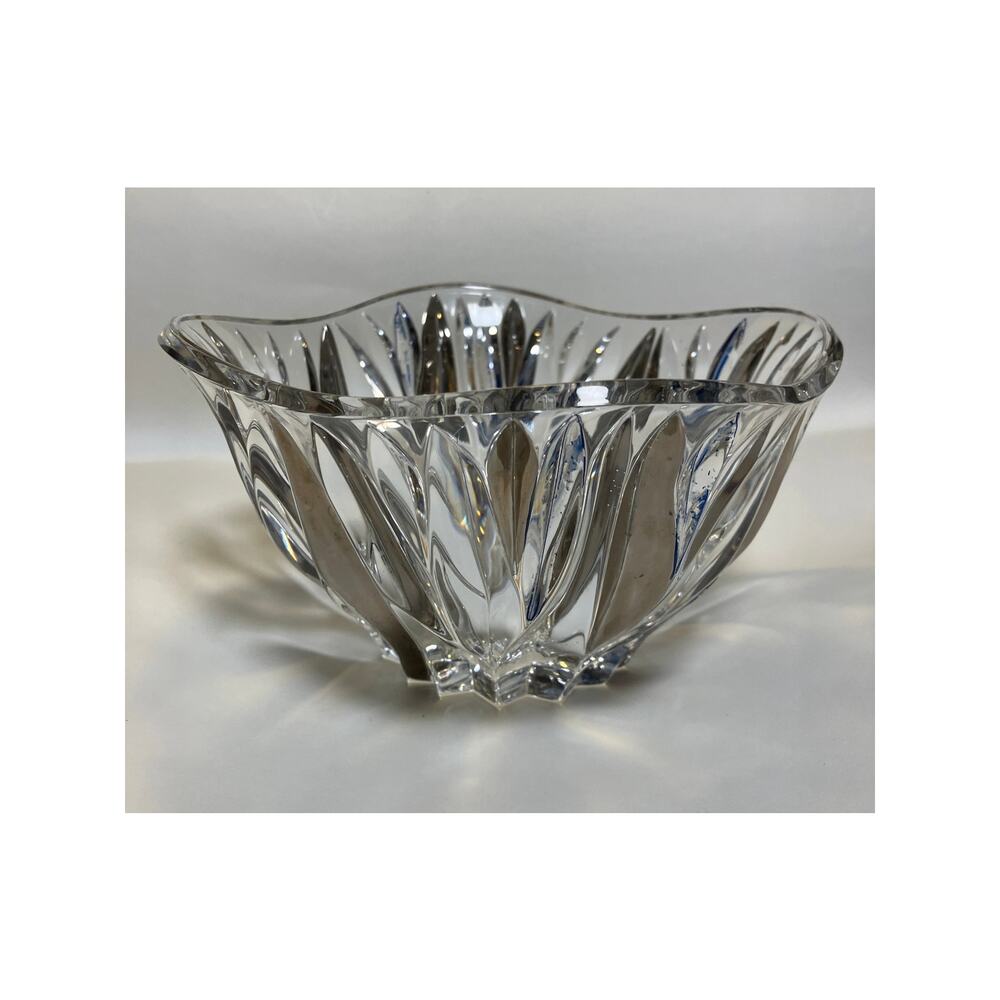 MCM Italian Lead Crystal Bowl 9” – Hand Worked 24% PbO – Mid Century Cut Glass